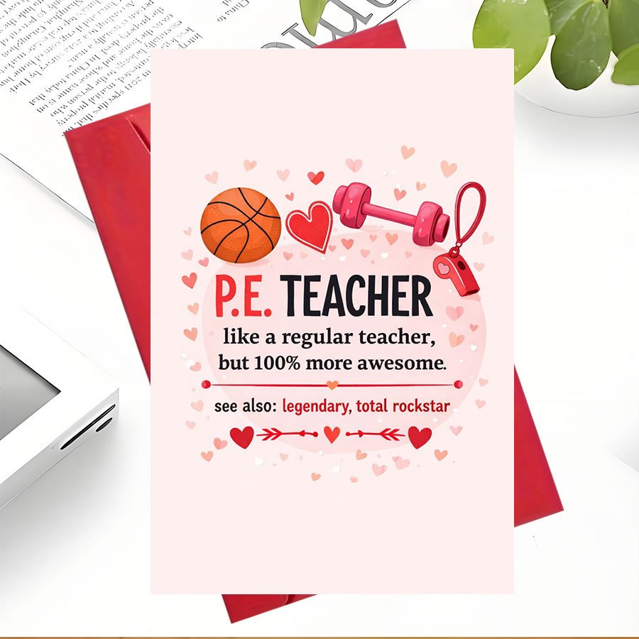 TEMU 1 Greeting Card + 1 Envelope | Appreciation Card For Pe Teachers Perfect Gift For Fitness Instructors Gratitude And Celebrating Their And