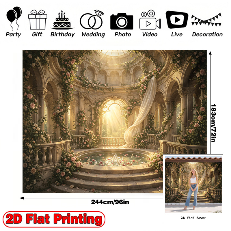 Golden Column Palace Hall Decor Theme Backdrop