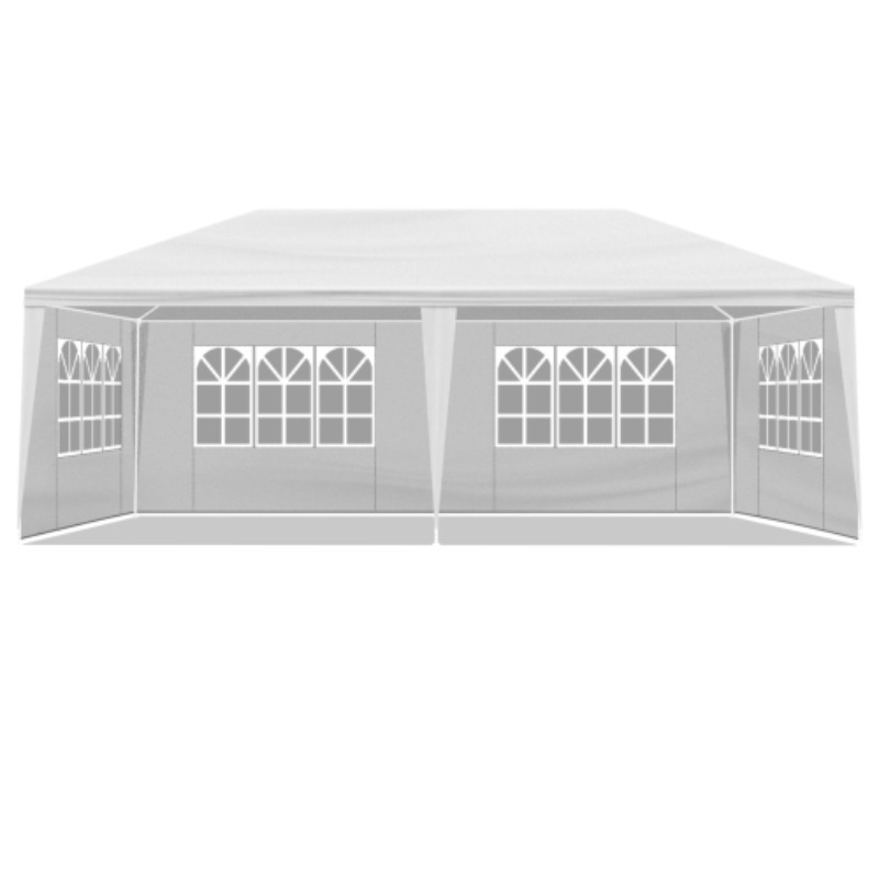 10x20ft White Collapsible Event Tent, 4 Side Panels With 4 Windows, Made Of Pe Material, Coated Steel Structure