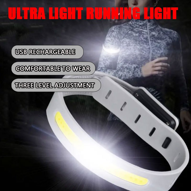 2pcs ultra light cob running wrist light usb c rechargeable safety bracelet w 3     button comfortable rubber strap for   during night running walking cycling jogging   visibility grey Product details 2