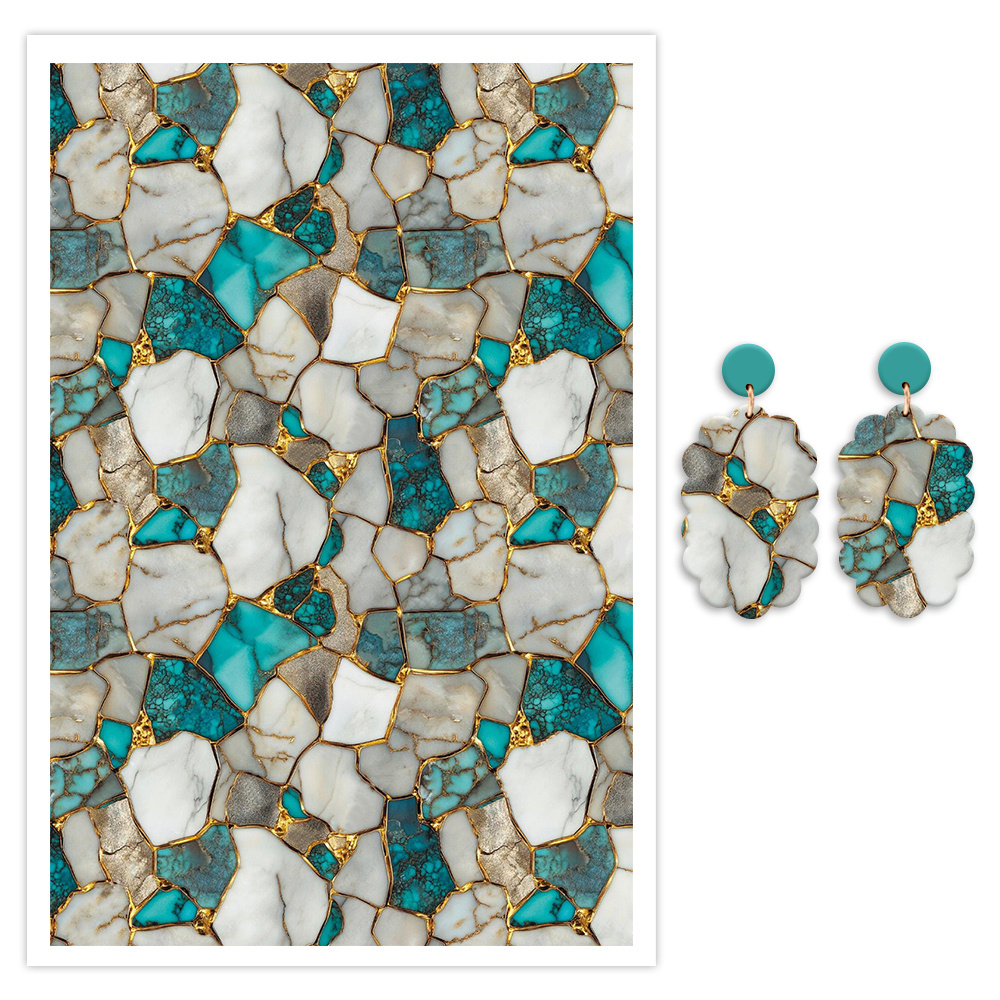 TEMU 1pc Marble Polymer Clay Transfer Paper, Luxurious Geometric Clay Decorative Paper, Suitable For Diy Earrings Making