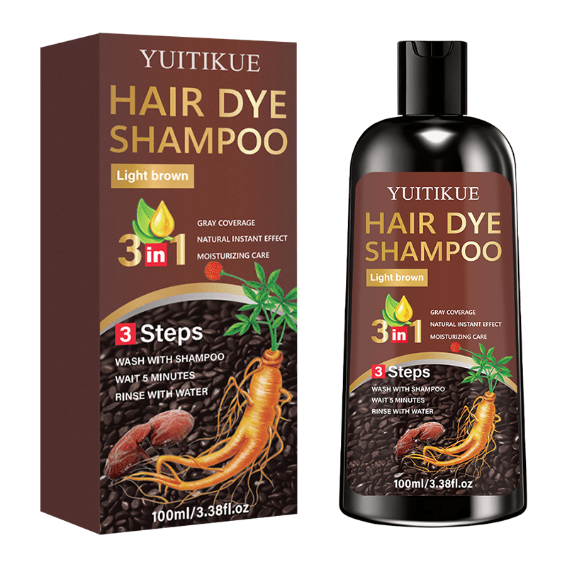 Image of Ginseng Herbal Hair Dye 3-in-1 Shampoo: Moisturizing, Hydrating, And Brightening For Hair. Quickly Covers Gray Hair, Gentle And Non-irritating, Long-, Simple And , Suitable For All Hair Types