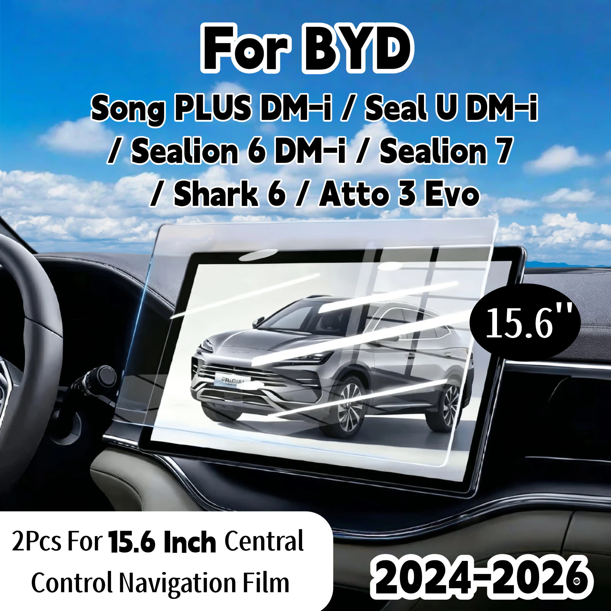 TEMU 2pcs/1 Set Of Matte Flexible Screen Protectors, Suitable For Plus /sail U /seal 6/seal 7/seal 8/ 3 Evo 2024-2026 Models, 15.6-inch Navigation