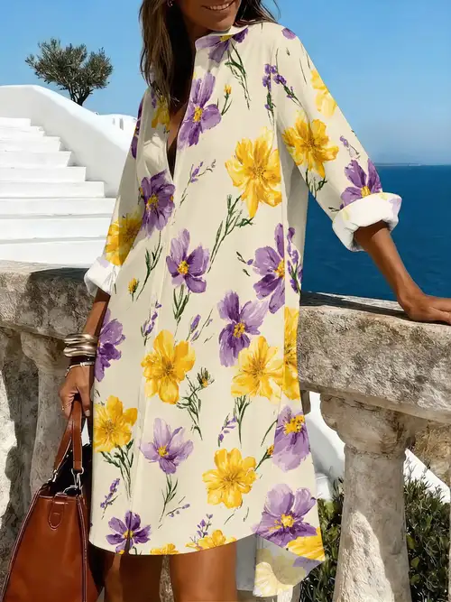 yellow dress purple flowers 6 / Purple/Yellow Floral