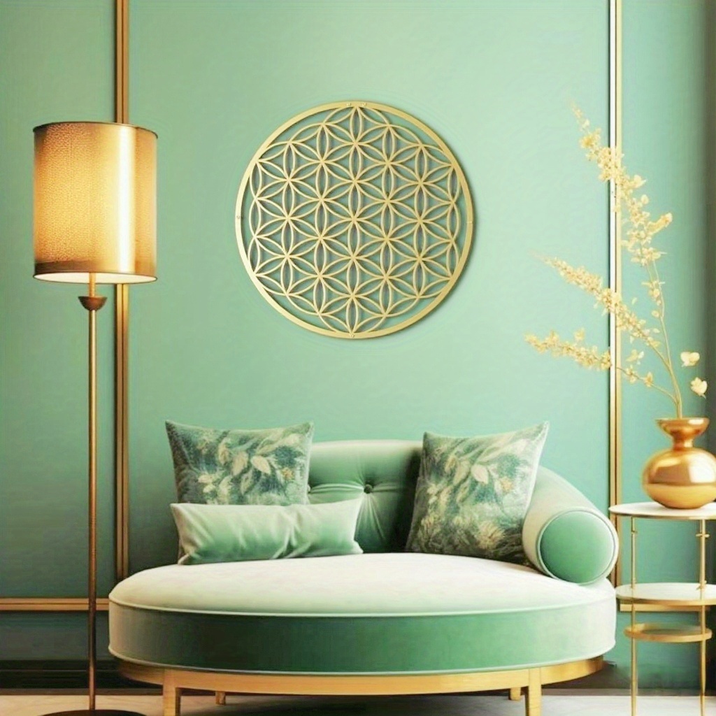 TEMU A Metal Wall Decoration Featuring The Flower Of In A Circular Shape. Suitable For Decorating Bedrooms Or Living Rooms, This Hollow Wall Art A