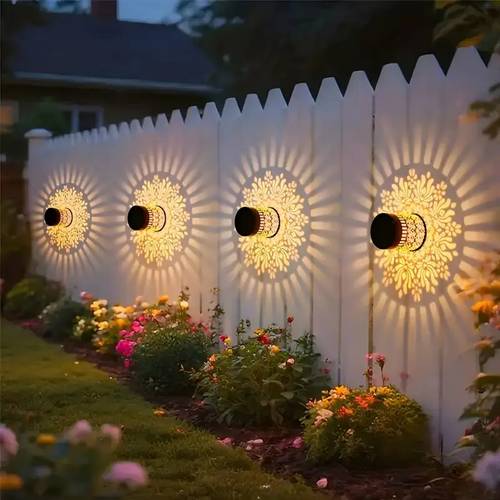 4 solar outdoor peony deck lights decorative solar warm lighting pathway lamps ideal for courtyards gardens patios fences walls steps and celebrations lamps for mothers day and valentines day vintage metal end