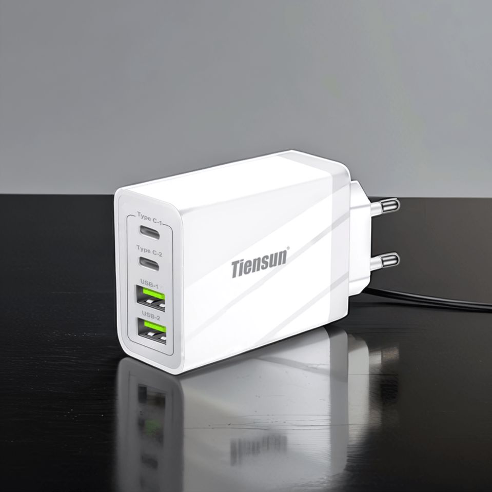 And 2type Power Adapters, 4-in-1 Charger, Charging Head 2a And 2c, Tiensun Charger, Green, White And Black
