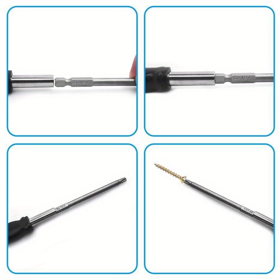8-Piece Extra Long Torx Screwdriver Bit Set – 200mm (7.9") Length, 1/4" Hex Shank, Magnetic Tips, Tamper Proof Sizes T8-T40, S2 Steel