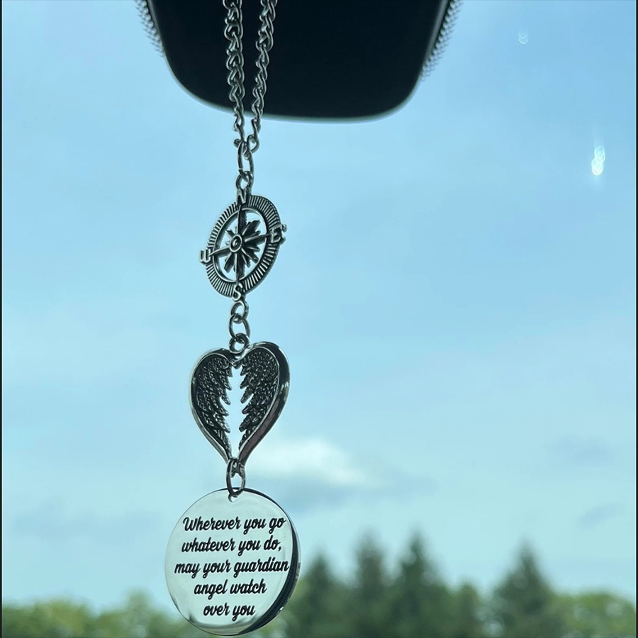 Stainless Steel Compass Love Feather Long Hanging Gift For To Decorate Key Gift