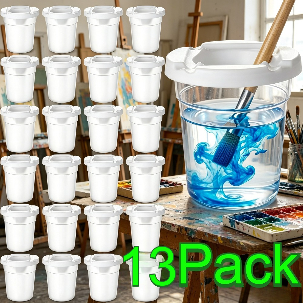 TEMU 13pcs Set Of Individual Mini Clear Buckets With Leak-proof White Lids - Reusable, Suitable For Paint, Glue, Storage Containers, Hobbyists,