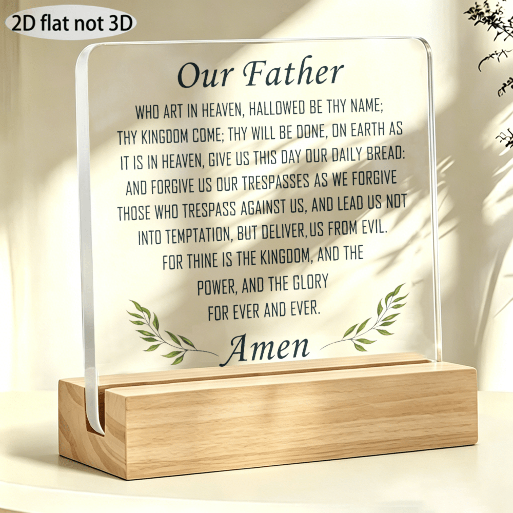 TEMU 2d Acrylic Ornament. "" Lord's Text Print Desktop Ornament, Home Faith Commemorative Decorative Gift, Paperweight, Office Desktop Ornament,