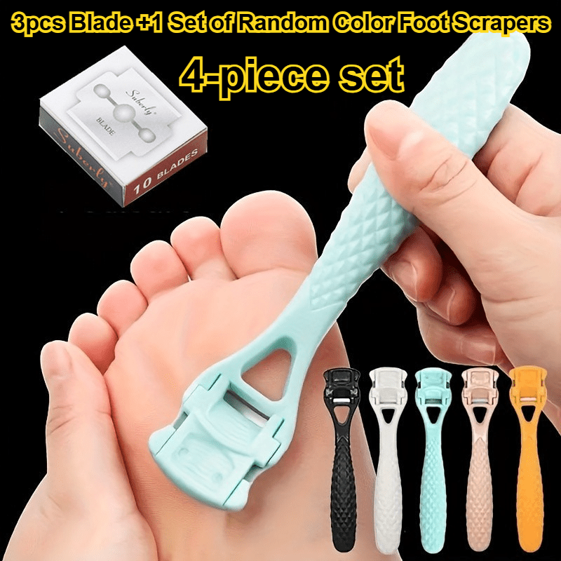 TEMU Set da 4 pezzi (3 lame e 1 set di raschietti per piedi di casuale), strumenti per pedicure per la rimozione della pelle , strumenti per affilare