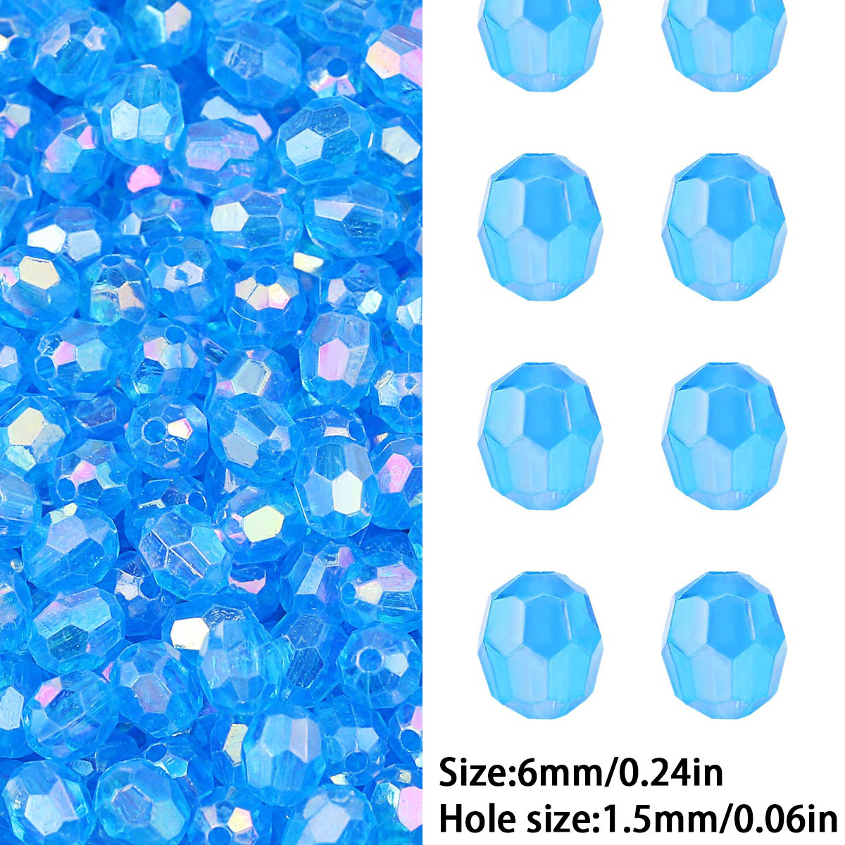 TEMU Perline ovali sfaccettate AB traslucide colorate da 6 mm, 201 pezzi, con foro , perline distanziatrici e assortimenti di perline adatte per di