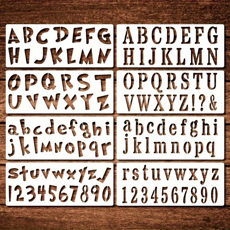 Image of [8pcs Painting Templates] 8pcs Reusable Painting Letter Templates, 9.8x3.9in | For Wood Painting, Plastic Letter Drawing Art Supplies | Suitable For Diary Christmas Diy And Decoration