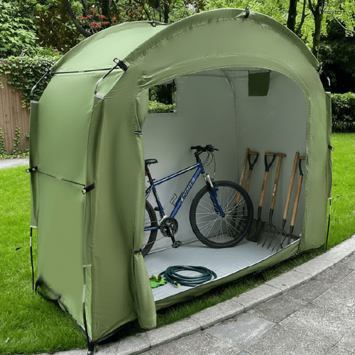 item picture outdoor bike cover storage shed and tent foldable made of heavy duty oxford fabric with aluminum alloy frame ideal for gardens camping and outdoor use