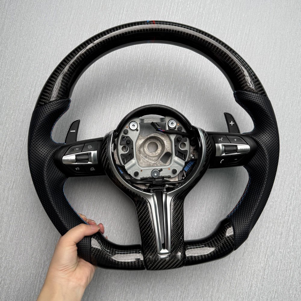 TEMU Real Carbon Fiber Steering Wheel For Sports Style Flat Bottomed 1 2 3 4 5 6 F10 F30 F15 F16 F20 | Metal Material, Left-handed, No , Auto Parts