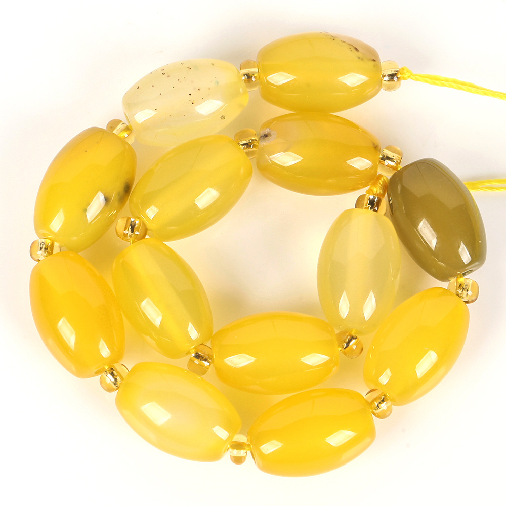 TEMU Perles ovales en agate jaune naturelle 8X12Mm, perles de translucides pour la fabrication de bracelets, et bijoux, 7.08 pouces