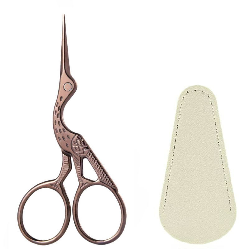 TEMU Small Craft 4.5inch Embroidery Scissors With Artificial Leather Cover Stainless Steel Tip Bird Scissors Shears For Sewing Crochet Embroidery