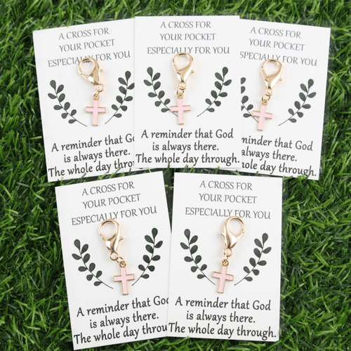 gift for her him 30pcs multicolor 15 cards 15 keychains cross keychain set including inspirational greeting card small cross to carry random colors charm for friends gift idea charm keychain