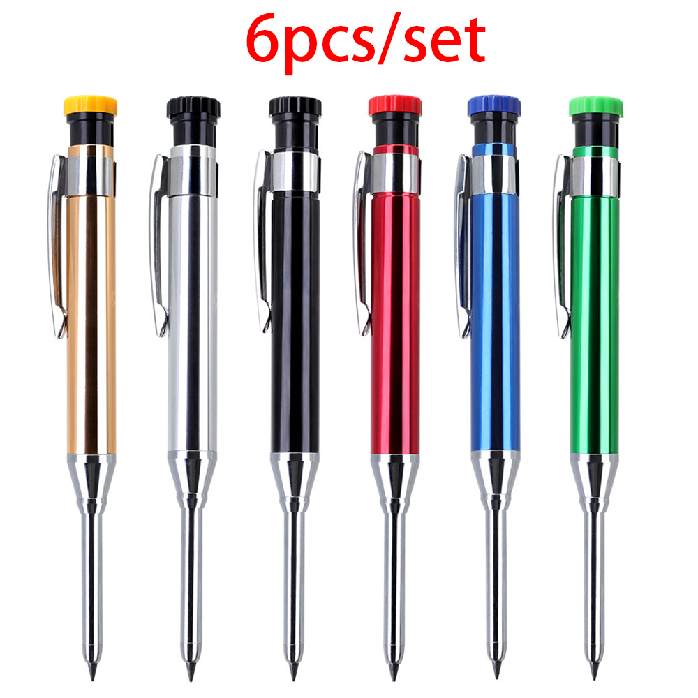 TEMU 6 pezzi/set di matite per legno con in alluminio ,8 mm, o 6 scatole di mine di ricambio colorate, adatte per matite per marcatura pavimenti in