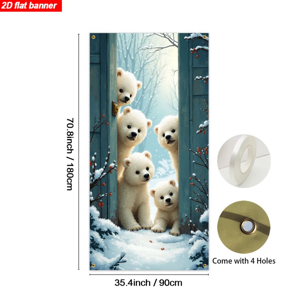 TEMU 2d Flat, 1pc 2d Flat Banner, Winter Door Frame Decoration With Cute For And Party New Year Carnival Backdrop – Indoor/outdoor Use Home Office