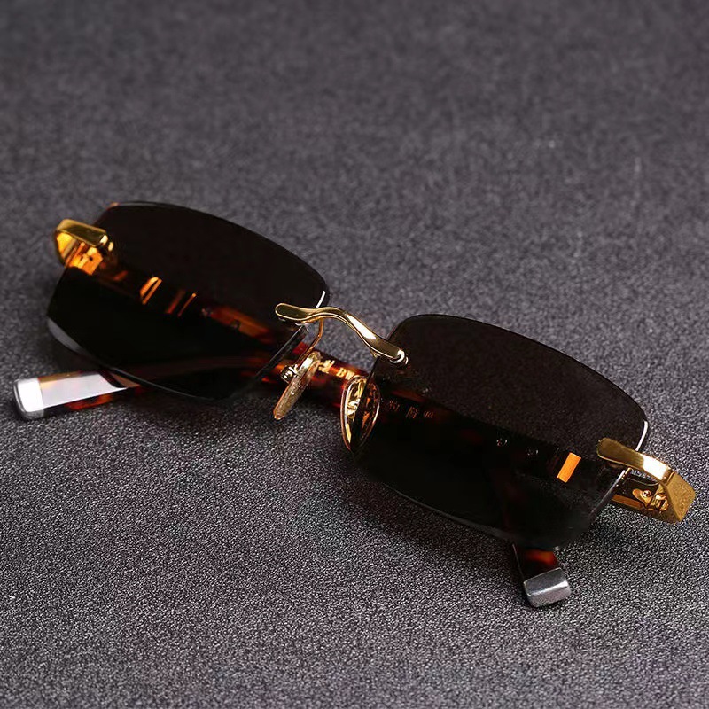 TEMU ネ ル フレームレスストーン 本物のクールな保護メガネ メンズストーンメガネ