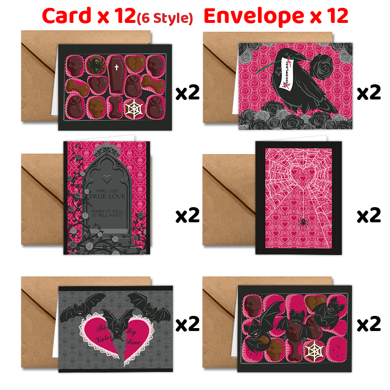 

24pcs Valentine's Day Greeting Cards With Envelopes - Husband, Wife, Boyfriend, Girlfriend | Anniversary & | Unique Goth | Thoughtful Thank You Notes