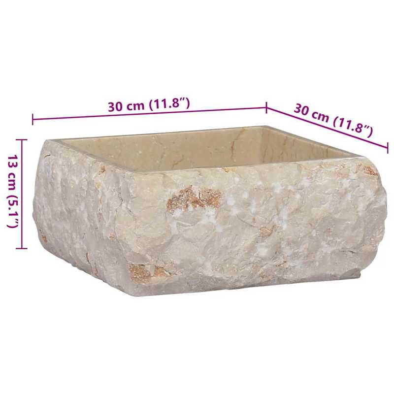 Marble Washbasin Measuring 30X30X13 Cm in Cream Color