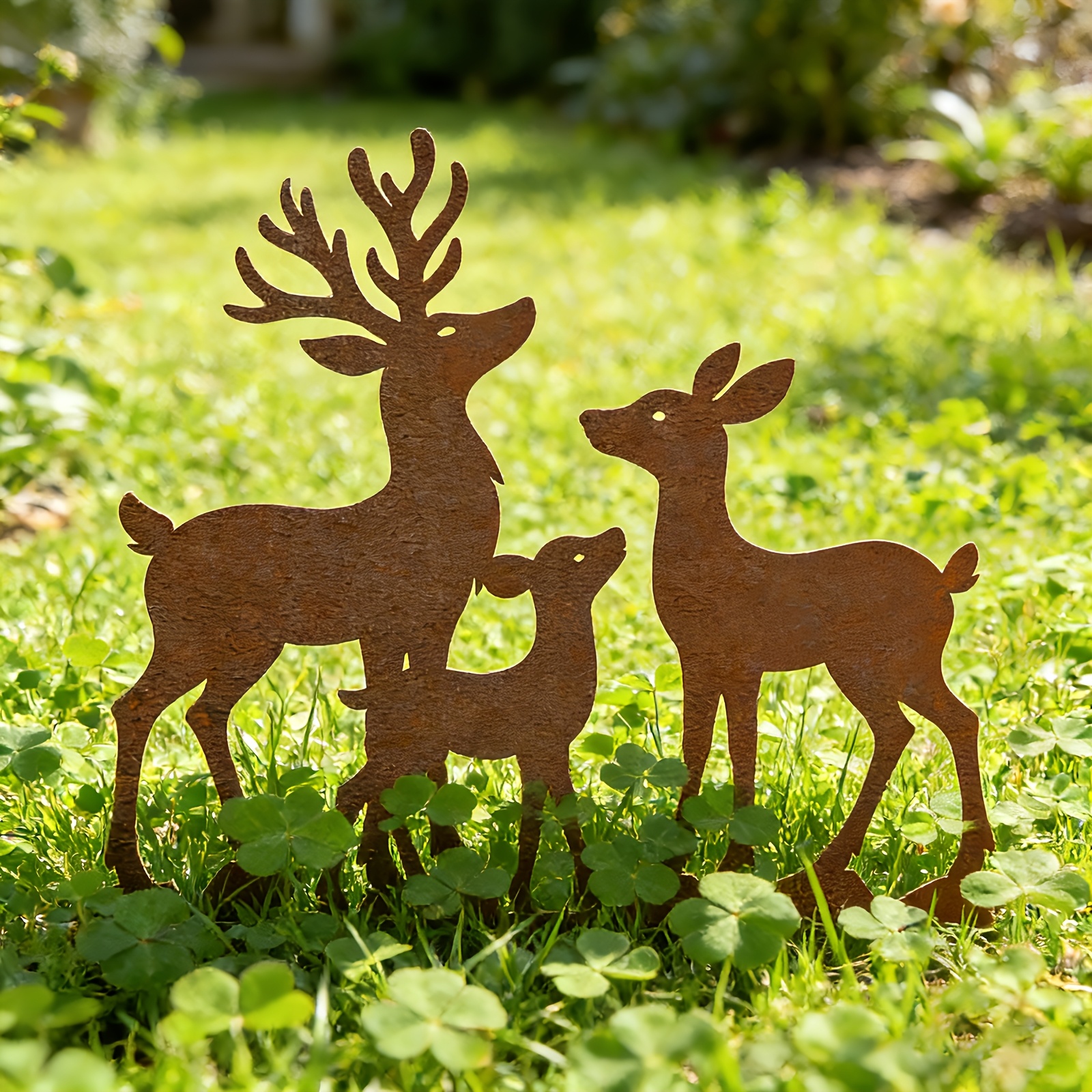 TEMU 2d Flat, [2d Flat] A Gift Suitable For All , An Acrylic Deer Family Statue - For Rustic-style Christmas And Winter Decor Indoors And Outdoors,