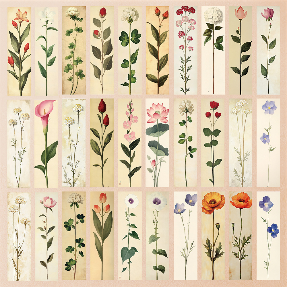 E-shop 32-teiliges Set Wildblumen-Lesezeichen, Vintage-Blumen-Lesezeichen, kreative exquisite Notiz-Lesezeichen, Lesezeichen als Kunst-Lesezeichen,
