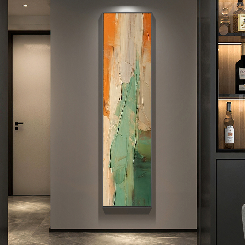 TEMU Hand-painted Entrance Hall Decorative Paintings, Texture Oil Paintings, Geometric Abstract Wall Paintings, Corridor Green Murals, Modern Wall