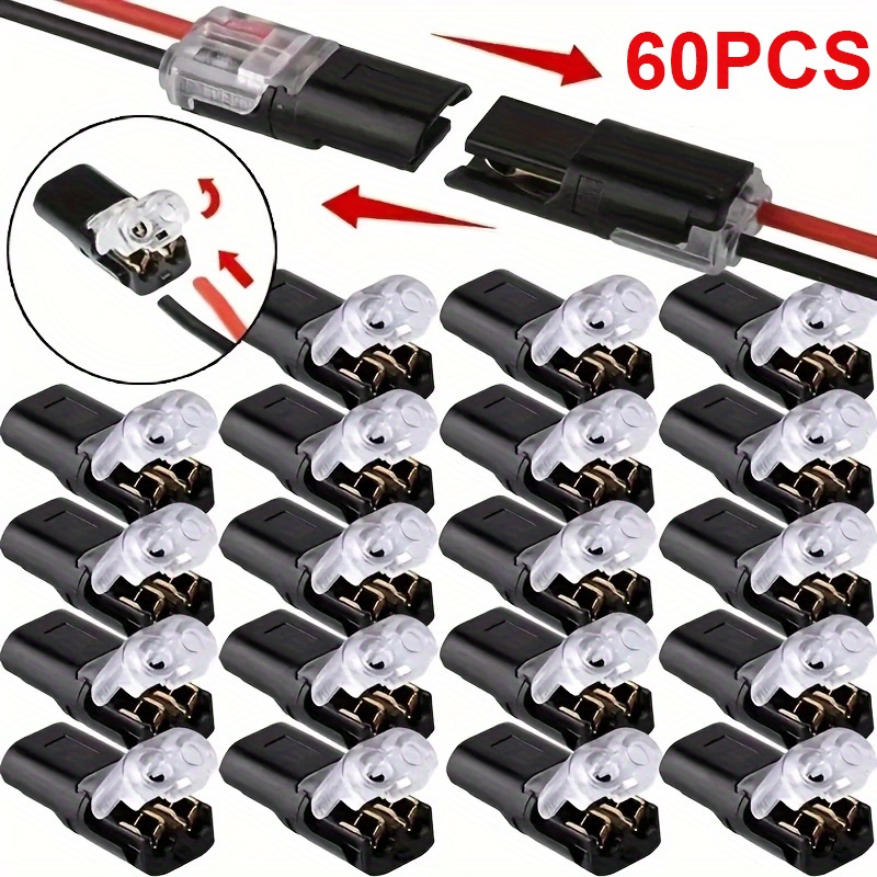 TEMU UMLIFE 12/24/60 stuks Socket Snelkabel Connectoren, 1-Pin 2-Pin Insteekbare Universele Snelkabel Terminals, Elektrische Connector Strip Terminal