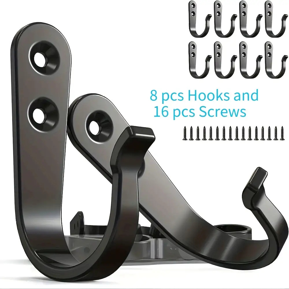 TEMU 24 Heavy-duty Hooks With Rust-resistant Treatment - Easy-to-install Wall-mounted Metal Coat Rack - Industrial Display Hooks Suitable For Home And Office Decor