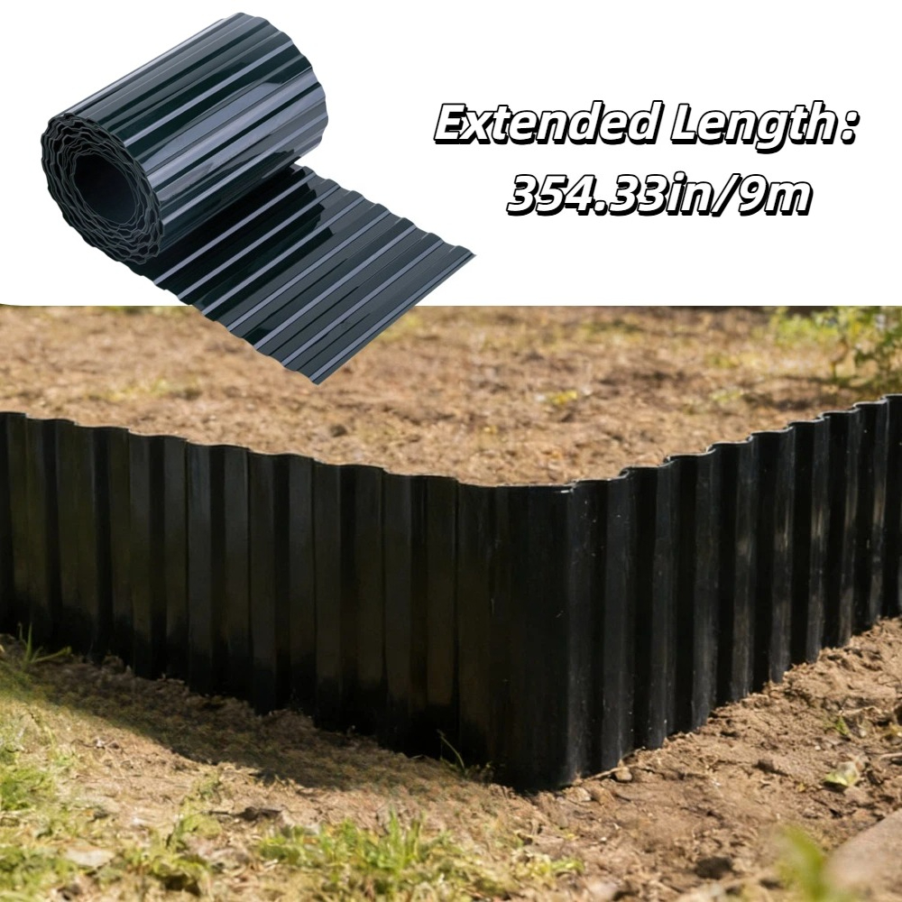 TEMU 1 Roll Of Heavy-duty Button Garden Edge Trim, 354.33in X 3.94in, Durable Pet Material, , Sturdy , Dark Edge, Ideal For Flower Beds, Garden