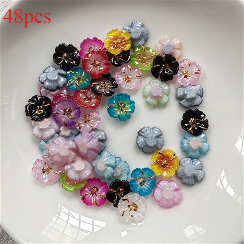 TEMU 2d Flat - 48/62/93pcs 1.0cm/0.39in Acrylic Lovely Shiny Colored Flowers Flat Back Rhinestones, Suitable For Jewelry Making Earrings, Necklaces,