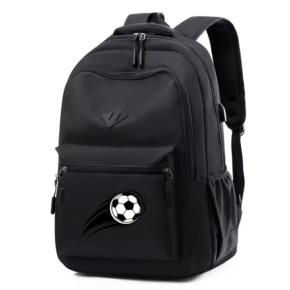TEMU Black And White Soccer With A Sense Of Drag, Easy And Stylish Women's Backpack, Men's Casual Large-capacity Travel Backpack, Mountaineering Bag
