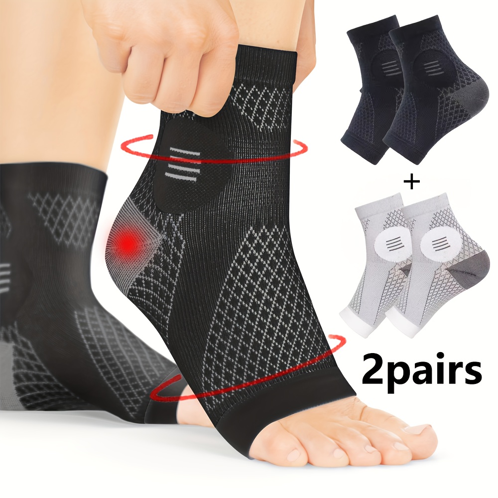 Image of 4pcs/ Arch Support And Stability Ankle Compression Socks, Arch And Ankle Support Pressure Foot Sleeves, Open Toe Design - Breathable Elastic Foot Pads For Everyday Wear And Fitness Outdoor Activities