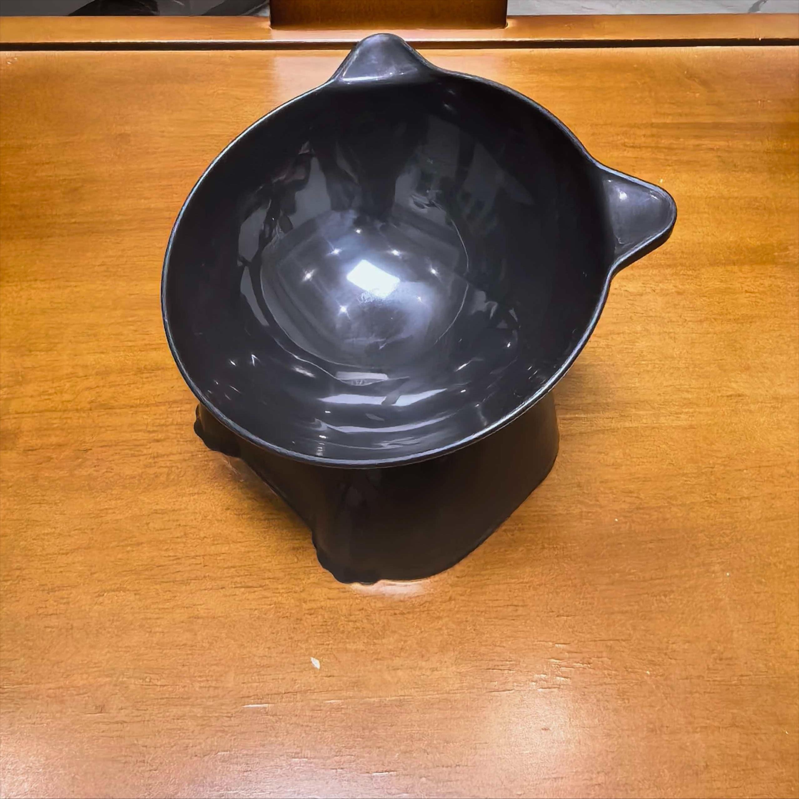 TEMU Elegant Black/ 15° Tilted Anti-spill Pet Bowl, Health, Non-slip Wide Base, Durable Plastic Material, Suitable For Cats And Small Dogs, Dry And