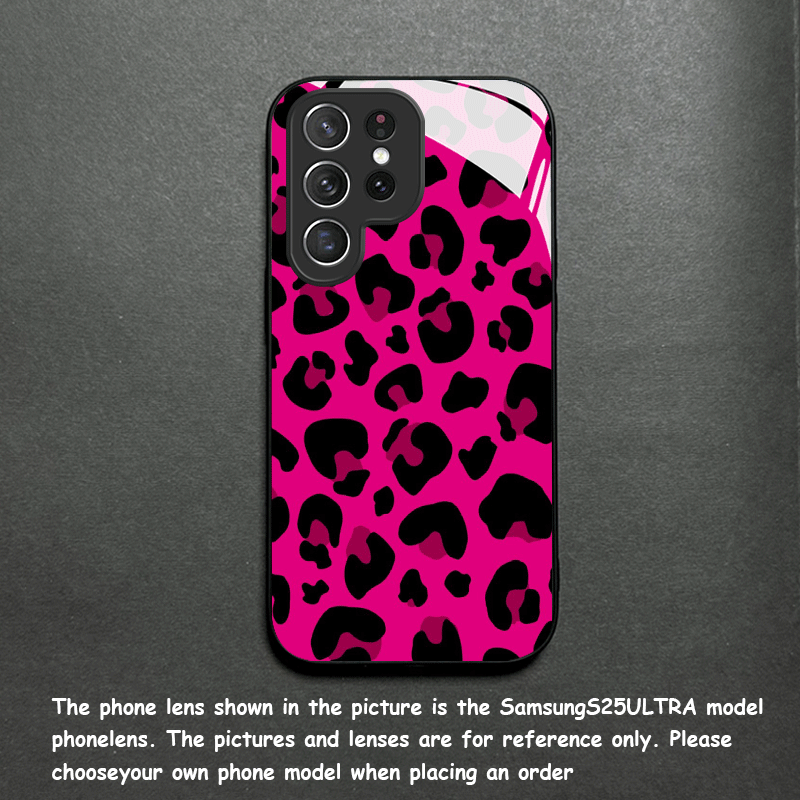 TEMU Phone Case: Simple And Pink Leopard Print New Tempered Glass Phone Case, Suitable For Galaxy S25/s24/s23/s22/s21/s20/note