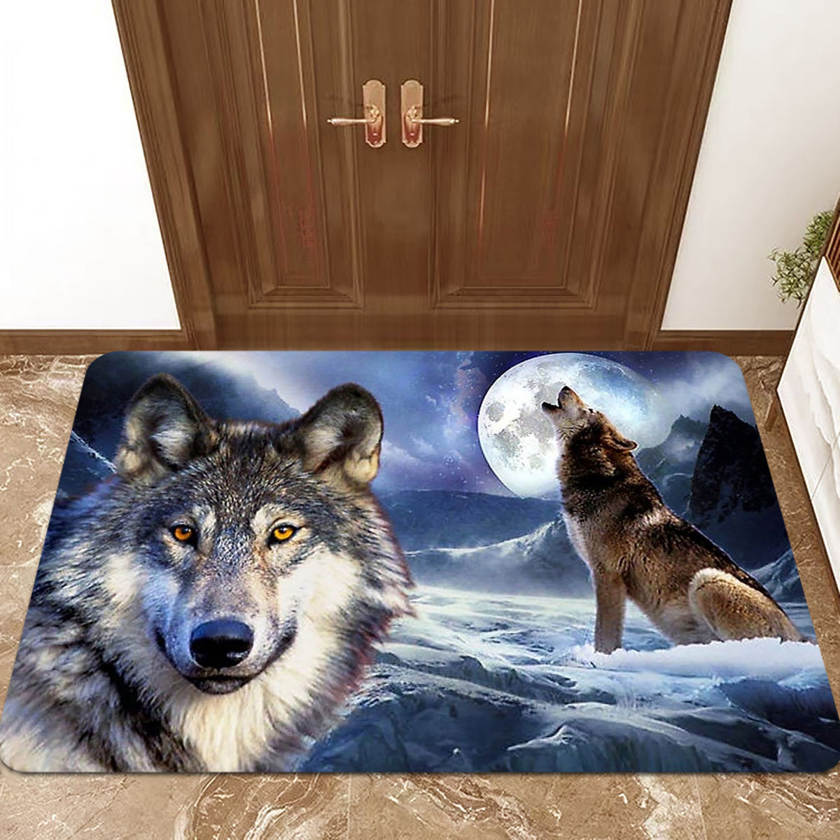 

1pc Wolf Area Rug - Mat & , , Stain-, - -slip , For & Use, For 's, Day, 's, Christmas, Easter