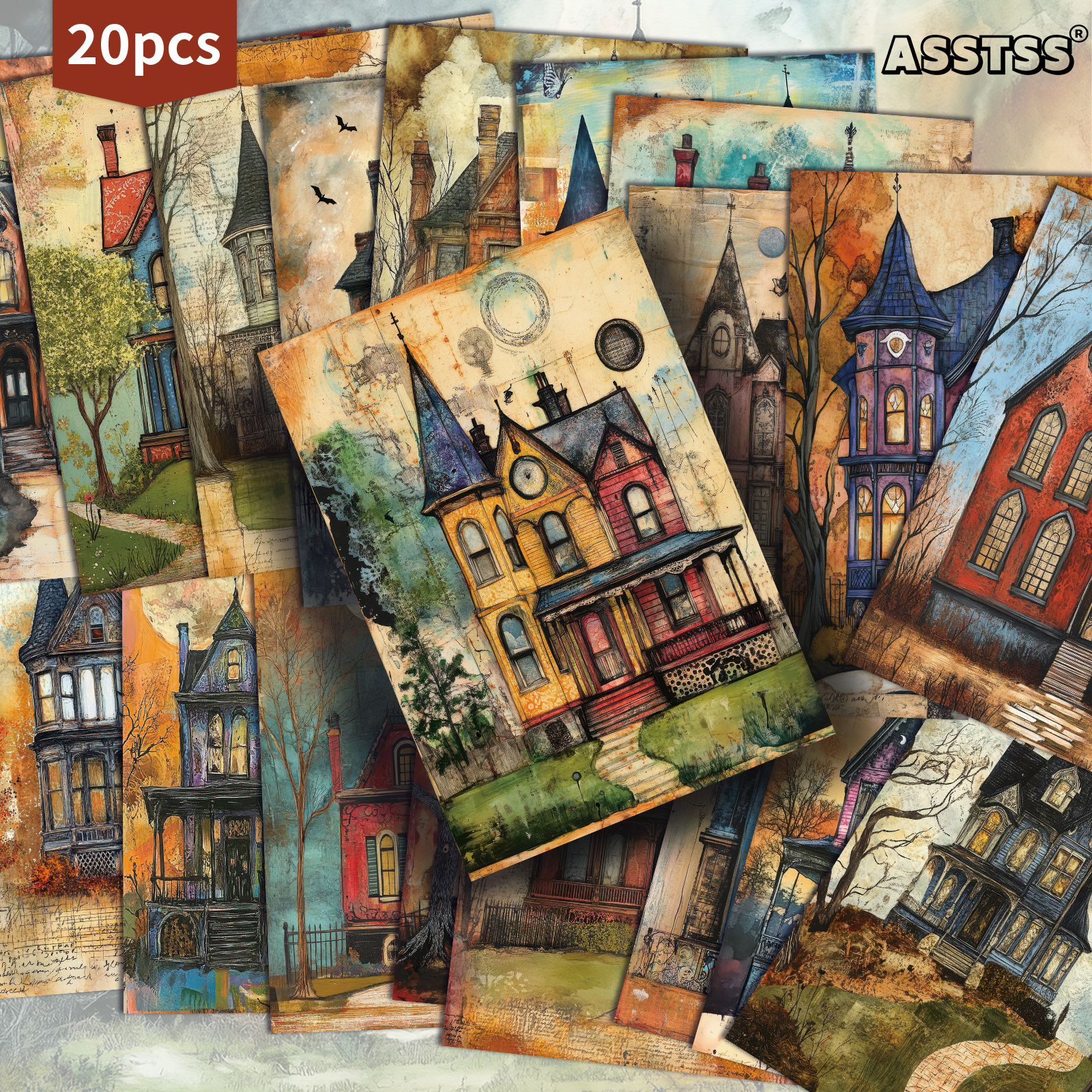 TEMU 20-pack Asstss Vintage Weird Castle Postcards - 4x6 Inches Junk Journal Supplies Paper, Scrapbooking Supplies, Collectible Decorative Painting