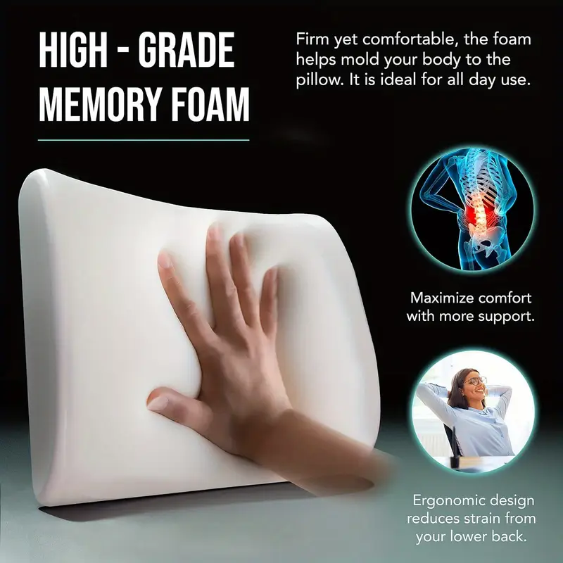 ergonomic lumbar support pillow with posture back cushion for office chair car seat gaming desk with adjustable strap lightweight portable for or gray lumbar cushion home seating durable construction remote workers Product details 7