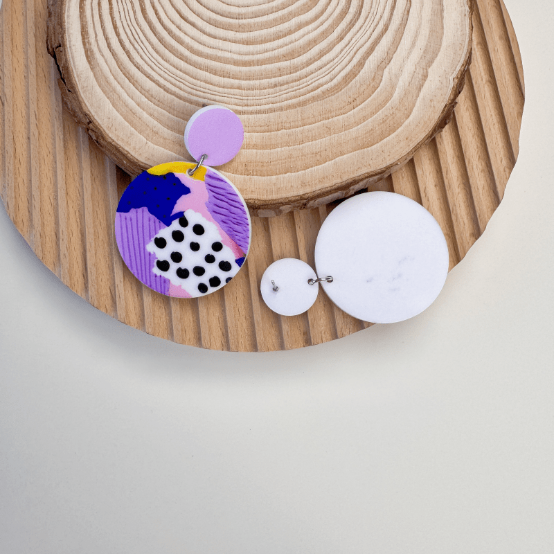 Women's Macaron Acrylic Irregular Color Palette Circular Pendant Earrings