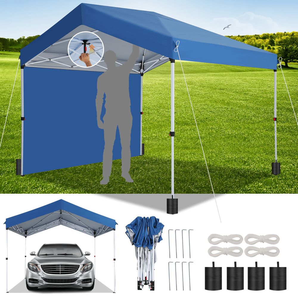 3x3  up awning carport with removable towing bag push pull center lock and vent stable and sturdy sun protected and portable 3 height adjustable outdoor storage garage party tent for backyards parties outdoor stalls    