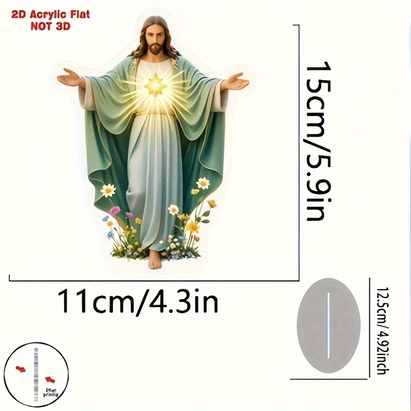 2d Flat, 2d Flat Acrylic Jesus With And - 2d Flat Religious Ornament With , Perfect Christmas Gift, Desktop Decoration For Home, Office, Or Church - Thoughtful Gift, Spiritual Inspiration, Exquisite