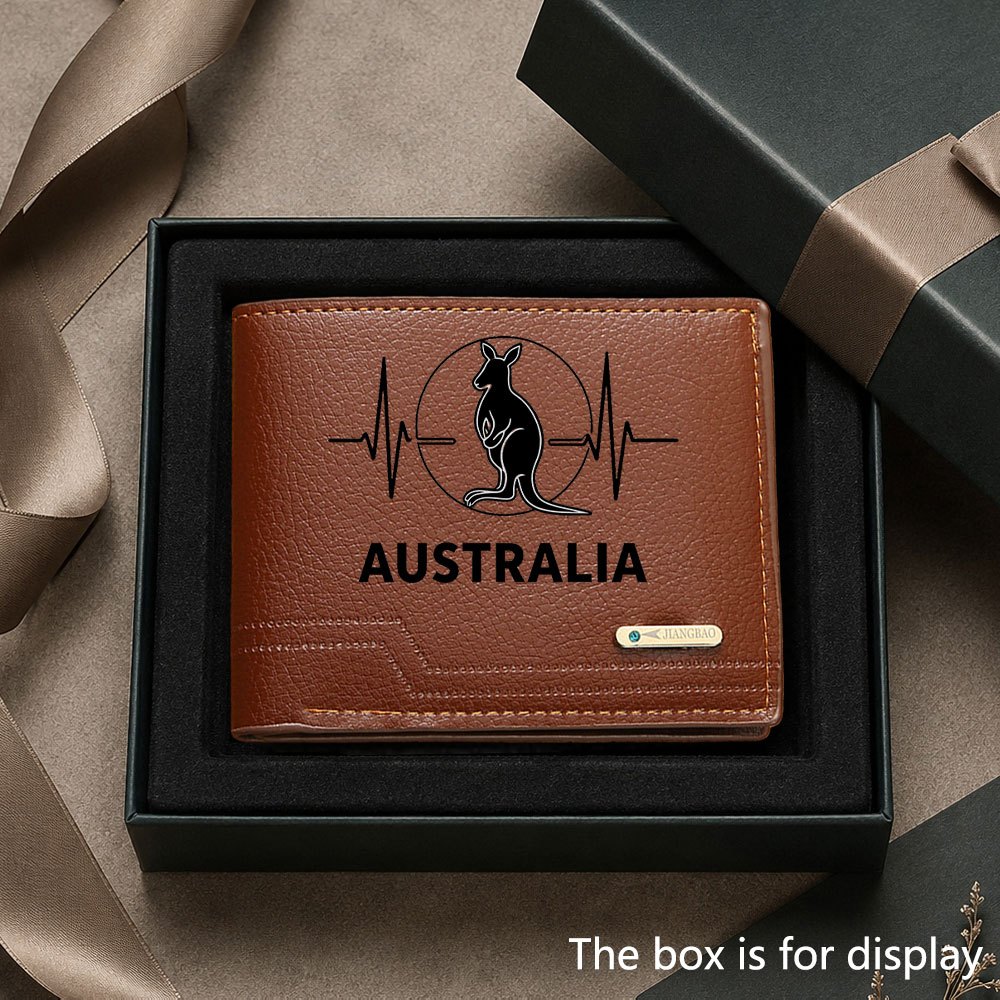 TEMU Classic Business Australian Kangaroo Heartbeat Fashion Men's Wallet, Optional Foldable Large Capacity Multi-card Slot Storage Wallet, Good