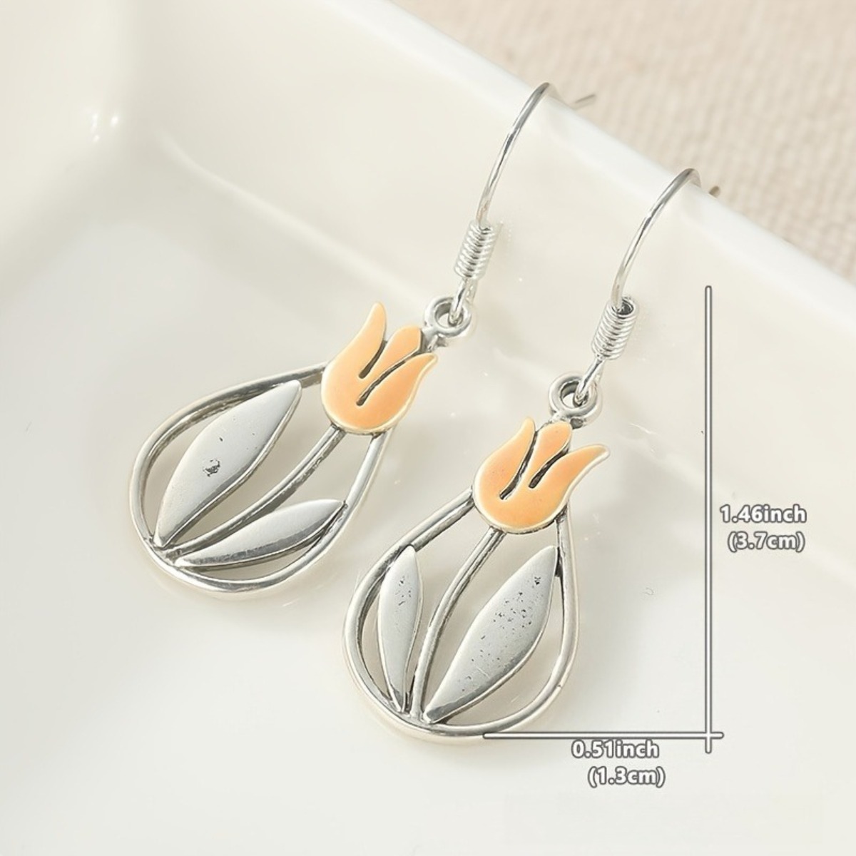 Rustic Handmade Floral Drop Earrings, Artisan Gift