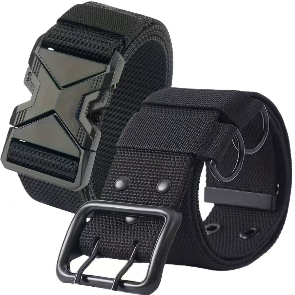 2-pack Men's Tactical Belts | Durable Nylon With Ferroalloy Square , Multi-functional Quick Release, Suitable For Daily , Casual Wear, Training