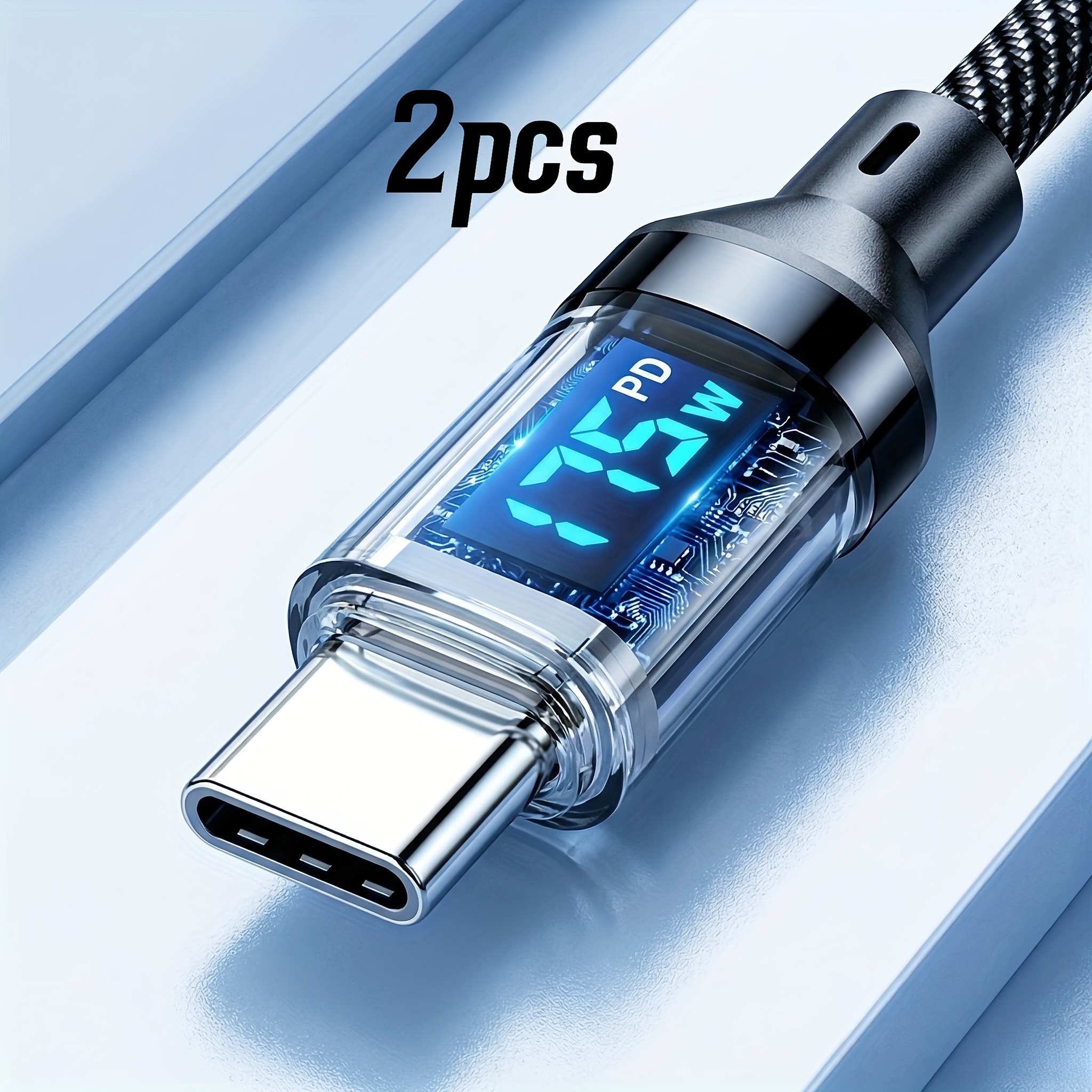 TEMU 180w Super Fast Charging Usb A To Type-c Cable With Led Digital Display, , Data Sync, Usb , 6a , Compatible With Iphone 15/16, Xiaomi, Poco,