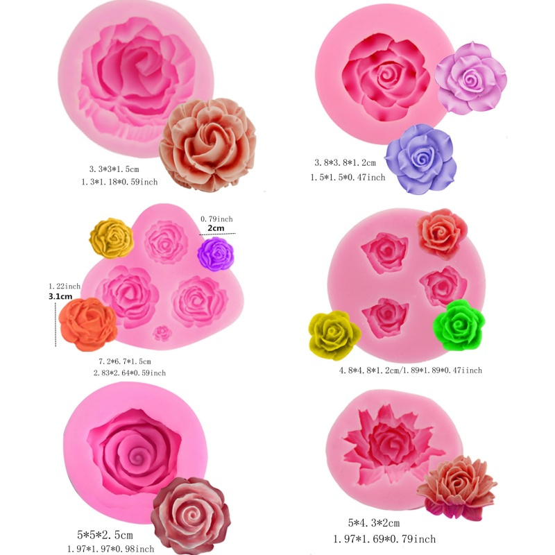 

6pcs Set Of Flower Molds, Cake Flower Molds, 3d Silicone Rose Molds, Used For Chocolate, Candy, Pastries, Desserts, Cheap